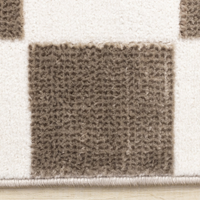 Tapis d'intérieur à carreaux brun Marshay, Rectangle 6 pi 7 po x 9 pi 6 po