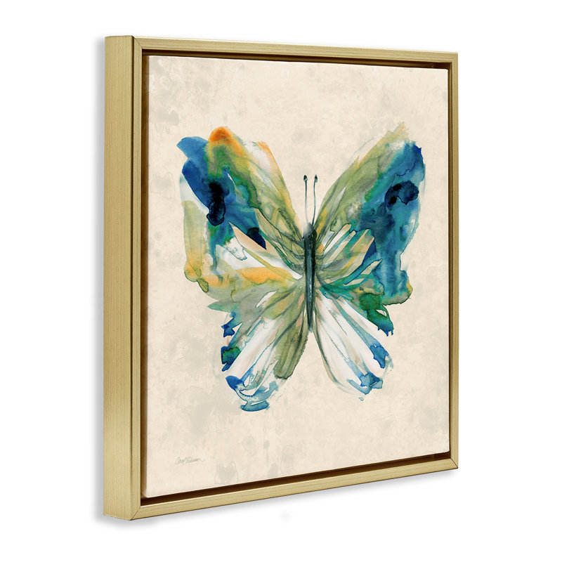 Cadre flottant Vivid Abstract Butterfly Wings, design par Carol Robinson, H 18 po x l 18 po, Cadre flottant métallique doré