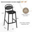 Tabouret de bar empilable de 76 cm (29,9 po), tabouret de comptoir en plastique résistant aux intempéries, sans assemblage, avec dossier et assise imitation rotin pour une utilisation intérieure et extérieure.-1331270205