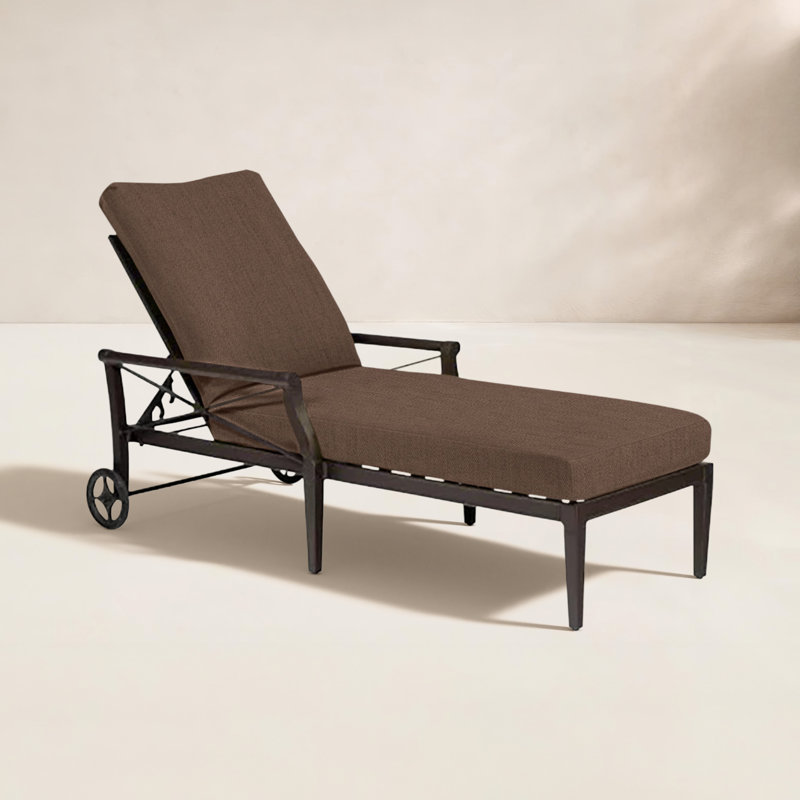 Chaise longue simple inclinable avec coussin Andover, Toile châtaigne Sunbrella® toile, Brun châtaigne