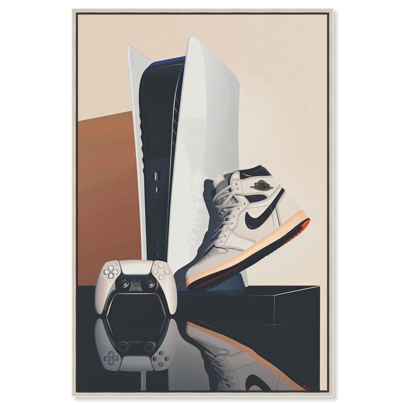 «Stylish Gamer» par Art Remedy, H 16 po x l 11 po, Argent argent, Cadre flottant