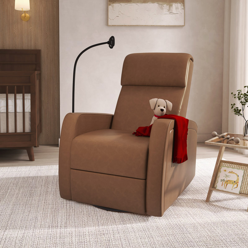 Evolur Maverick Power Recline Glider With Device Holder, Cognac