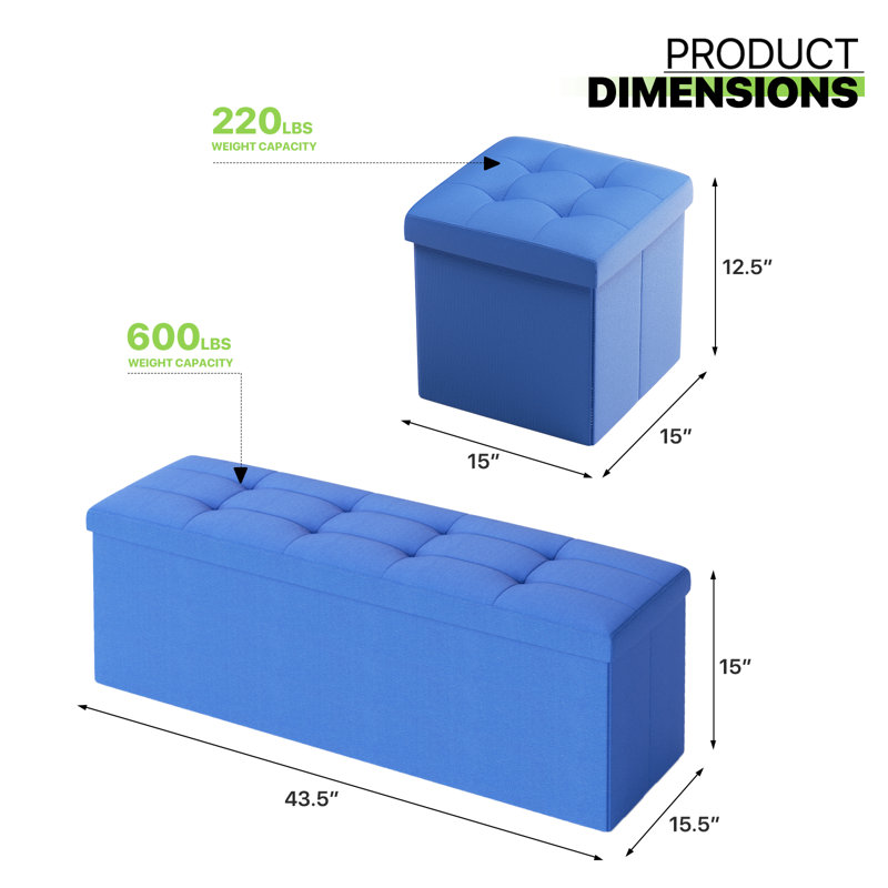 Banc de rangement en similicuir Krokowski, Bleu marine
