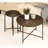 End Table 2-Piece Coffee And Set – Waterproof Mdf With Pvc Cover Distressed Cylindrical Design Black Metal Legs – Classic Rustic Charm Dark Walnut.-724333849