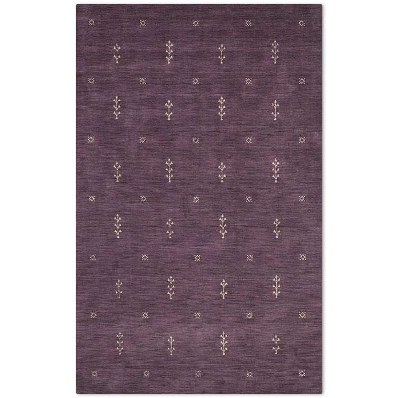 Hand Knotted Loom Wool Eco-Friendly Area Rugs - Rectangle | Purple Color, Contemporary Modern Design, High Pile Thick Handmade Anti Skid Rugs for Living Room