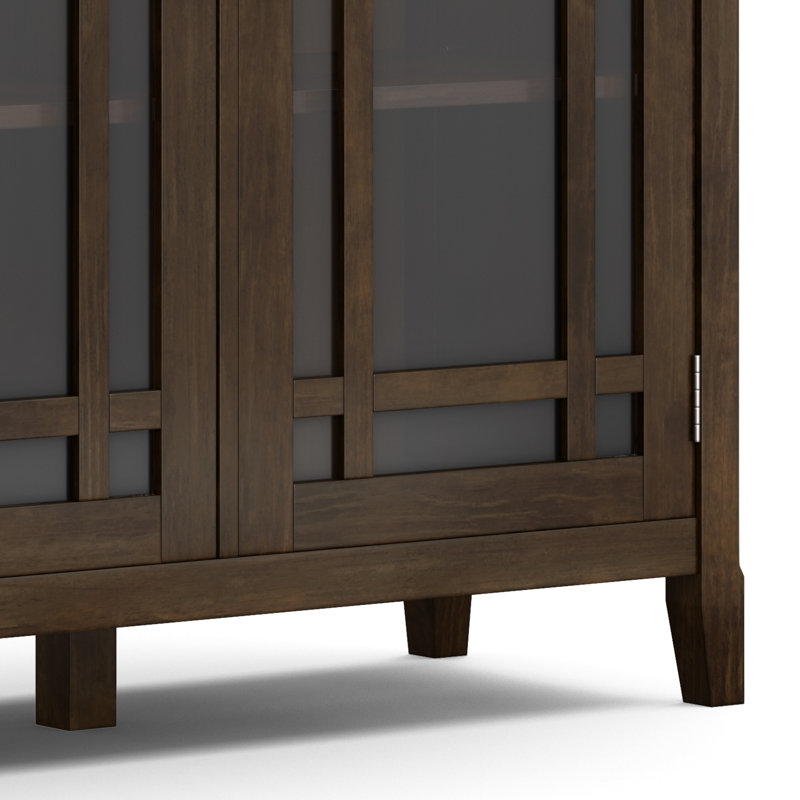 Bedford Dark Tobacco Brown Solid Wood Storage Cabinet with Glass Doors