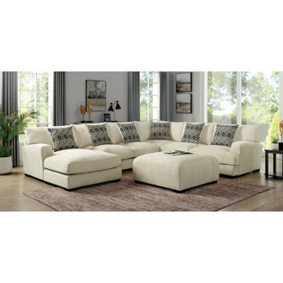 Ruthanne Upholstered 146.5 " Chenille U-Shaped Sofa & Chaise with Ottoman
