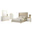 Ensemble de chambre à coucher pour grand lit 5 pièces Jenny, bois beige texturé et détails en métal doré-114566109-114566108
