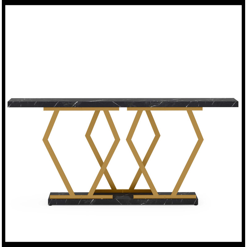 70.9" Console Table, Modern Sofa Table With Faux Marble Tabletop