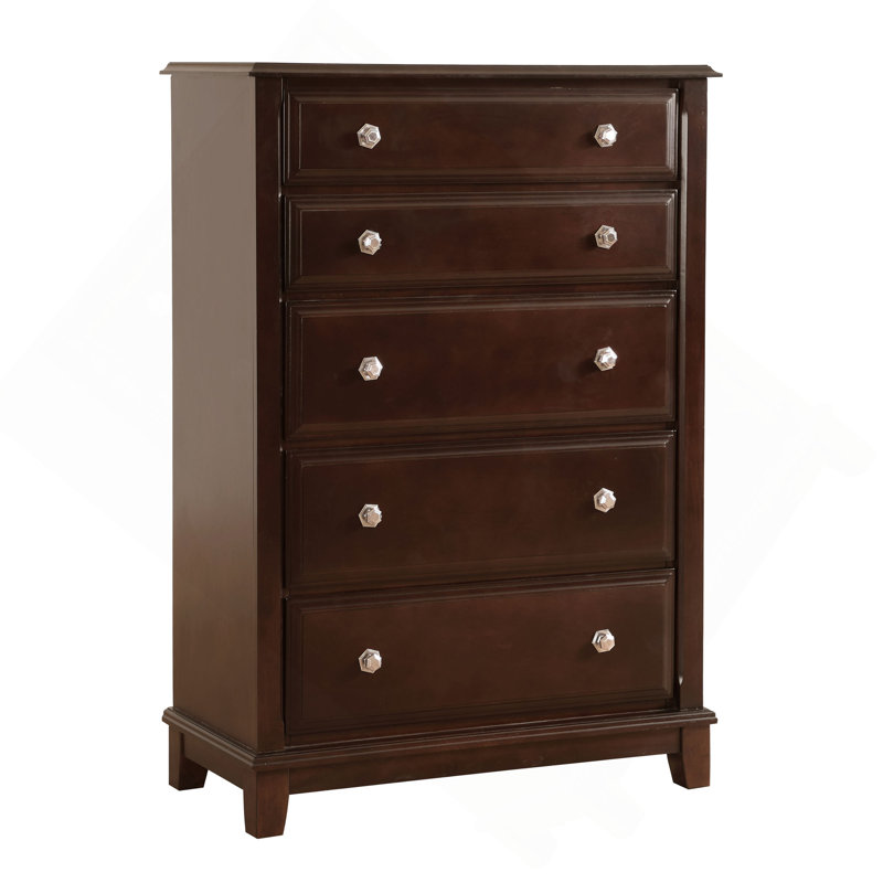 Commode verticale à 5 tiroirs avec boutons ronds décoratifs