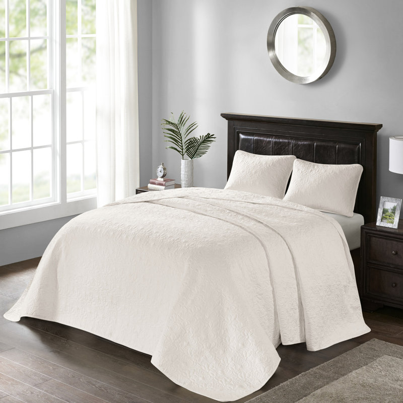 Couvre-lit Queen réversible couleur crème - Garnissage en coton prélavé pour des rêves apaisants, élégant matelassé, matelas épais surdimensionné, avec 2 taies d'oreiller pour un repos serein et plein de charme.