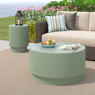 Table basse en tonneau en forme de H, style nordique, conception simple, adaptée à une utilisation intérieure et extérieure