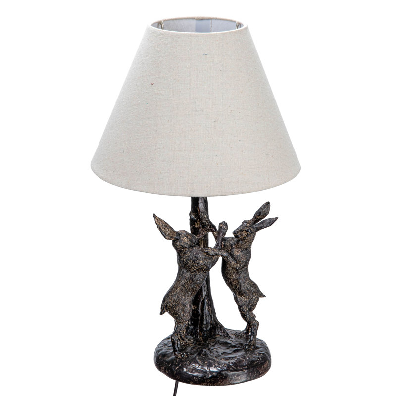Bunny Rabbit Table Lamp with Linen Empire Shade