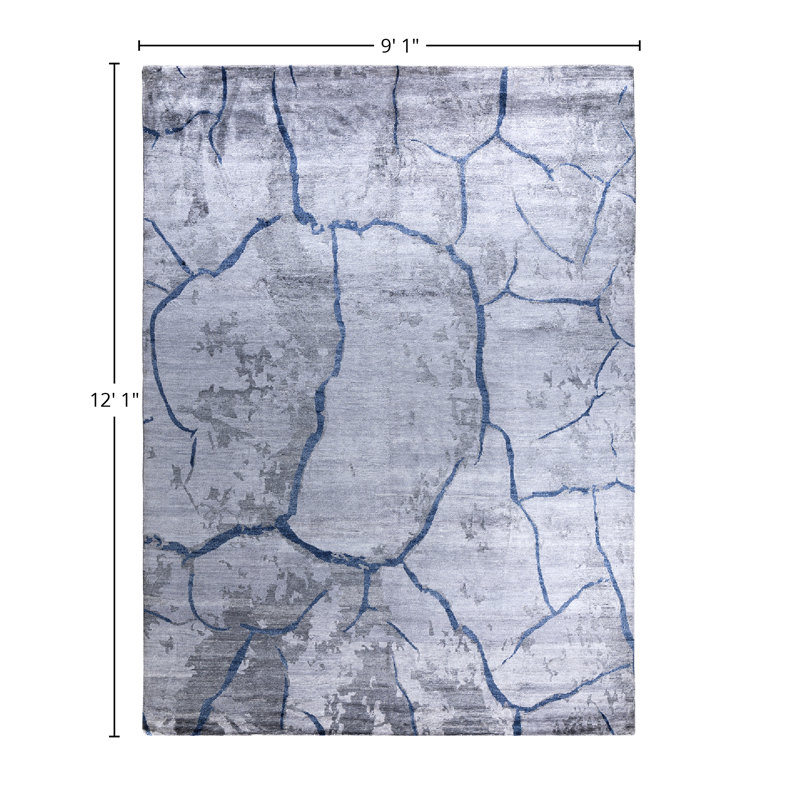 Overdyed One-of-a-Kind Rectangle 9'1" X 12'1" Hand Knotted Area Rug