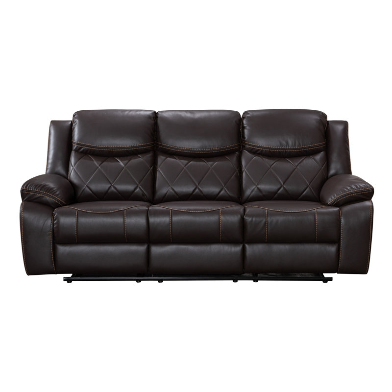 Sameriah 88'' Faux Leather Reclining Sofa, Brown