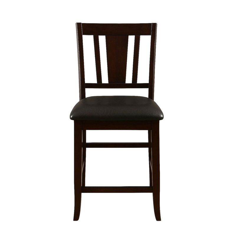 Chaises rembourrées à hauteur de comptoir de 2, de style traditionnel, dossier à lattes pour installation de bar à domicile 2 avec siège, dossier, décoration de salle à manger de style transitionnel
