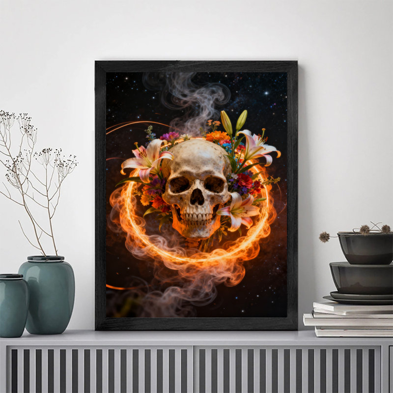 Reproduction d'art encadré noir rétro né à la mort, la collision de la vie et de la mort, H 11 po x l 9 po