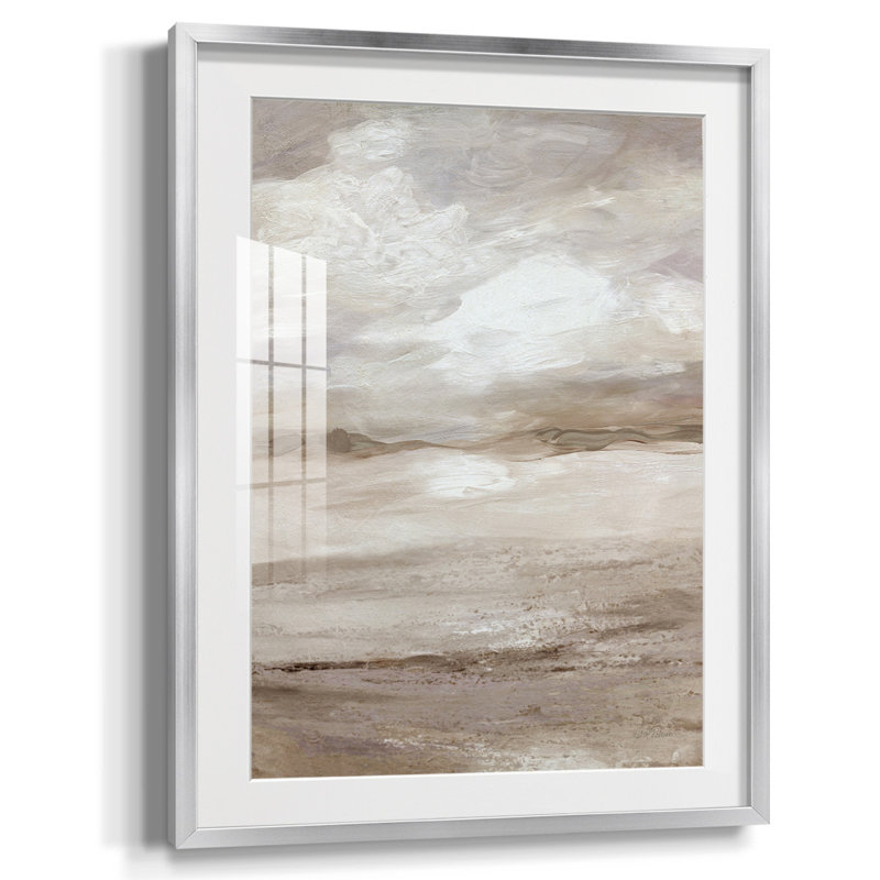 Neutral Winding Paths II, reproduction encadrée, Papier avec cadre argenté, Blanc