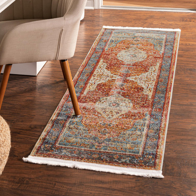 Folmar Oriental Rust Red Area Rug, Runner 2'7" x 12', Red/Yellow/Navy