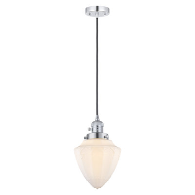 Franklin Restoration - Bullet - 1 Light 7" Cord Hung Mini Pendant - On-Off Turn Switch - LED Bulb - Shade