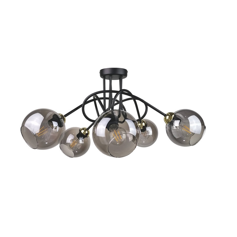 Charleston 5-Light 47cm Semi Flush Mount, Black/Gold