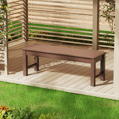 Banc de patio extérieur sans dossier, ensemble de banc de jardin robuste et durable pour porche et parc, brun