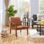 62cm Wide Faux Leather Mid-Century Modern Armchair, Upholstered Accent Chair with Solid Wood Legs-548856832-601648797