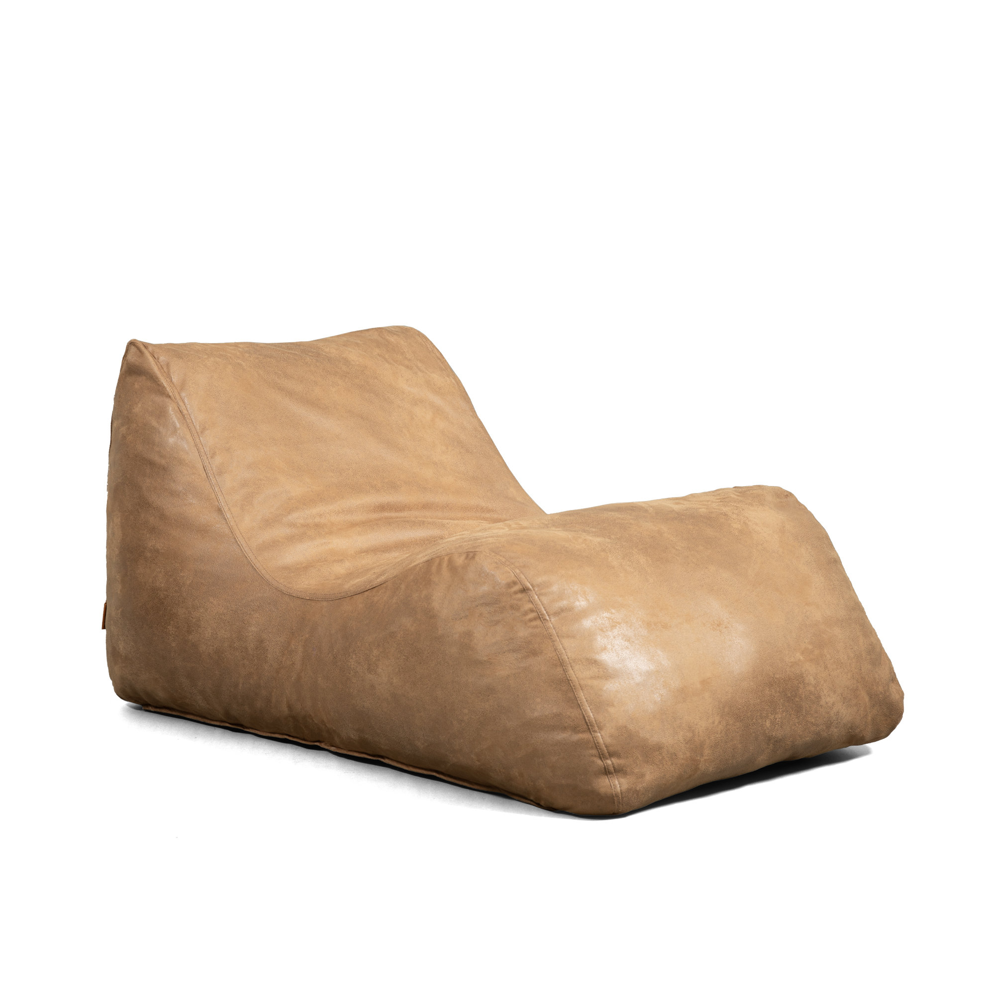 Big Joe Delmont Foam Filled Bean Bag Chair with Removable Cover, Vegan Leather or Boucle, Brown Polyester