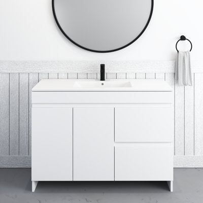 Shalem 48'' Free Standing Single Bathroom Vanity with Porcelain Top -  Ebern Designs, 06C514274F0A4964B53BA74CD7284B83