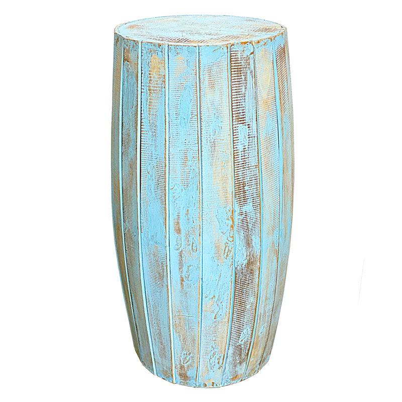 Aubepine Solid Wood Accent Stool, Blue