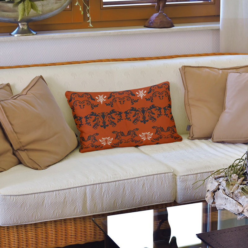 Housse de coussin rectangulaire et insert Chicago Football Baroque, Orange / noir / blanc, Simili daim