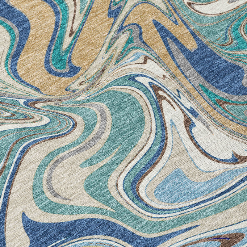 Machine Washable Indoor/Outdoor Jourdan ACN2395 Abstract Rug, Rectangle 3' x 5'