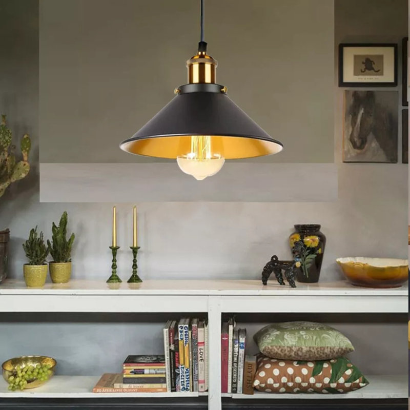 Modern Industrial Cone Pendant Light | Adjustable 1-Light Ceiling Fixture for Kitchen Islands, Dining Areas & Hallways, No