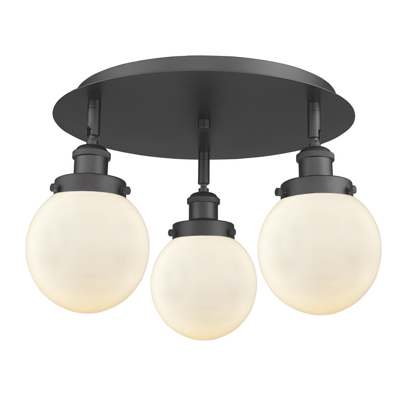 Alphonsa Glass Flush Mount, Matte White, Matte Black