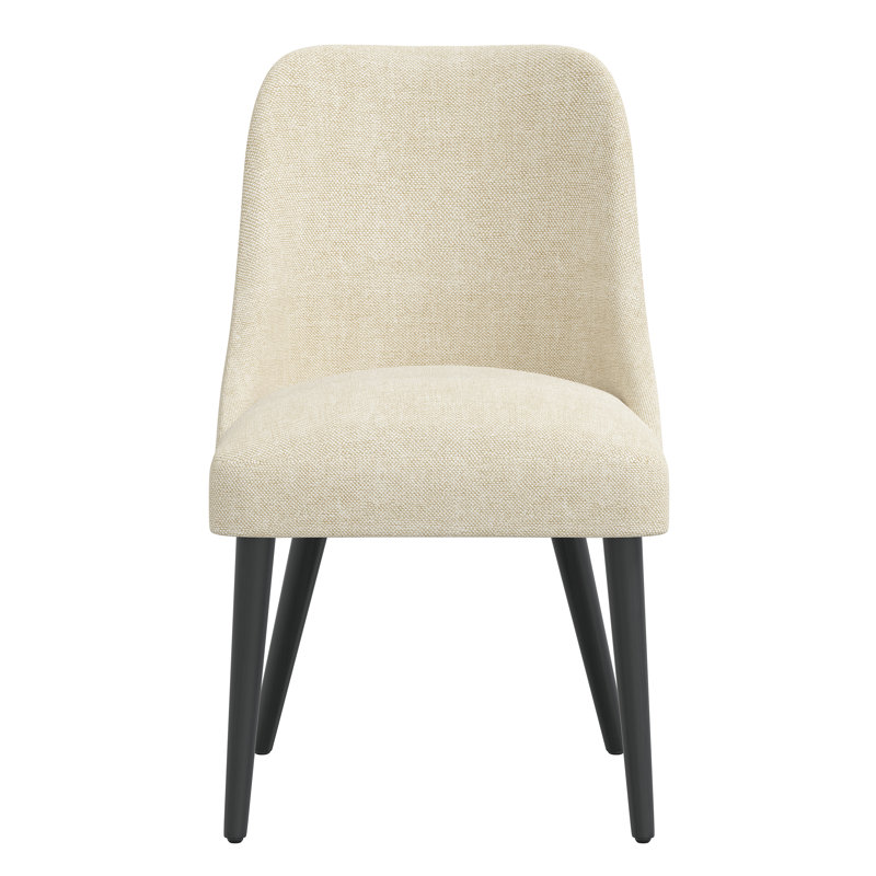 Chaise en bois massif Lozelle, Bois noir, Toile Milsap