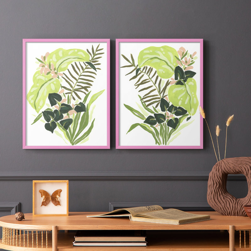 «Lime Leaf Medley I», reproduction encadrée de qualité supérieure - prête à être accrochée - aucun clou requis - aucun clou requis