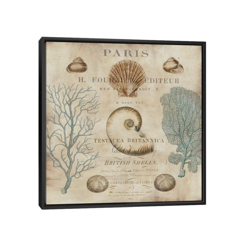 « le mer mer », reproduction d’impression sur toile tendue, H 18 po x l 18 po x P 1,5 po, Toile avec cadre noir, Pas de tapis