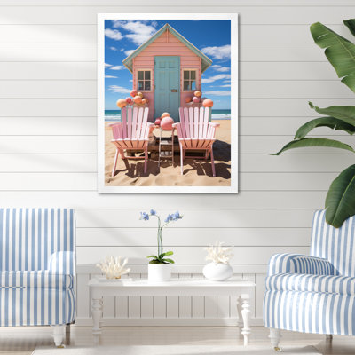 «Pink Miami Chairs I», reproductions d'art mural nautique et de plage