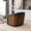 Fauteuil demi-tonneau pivotant en similicuir Broderic-1979426725