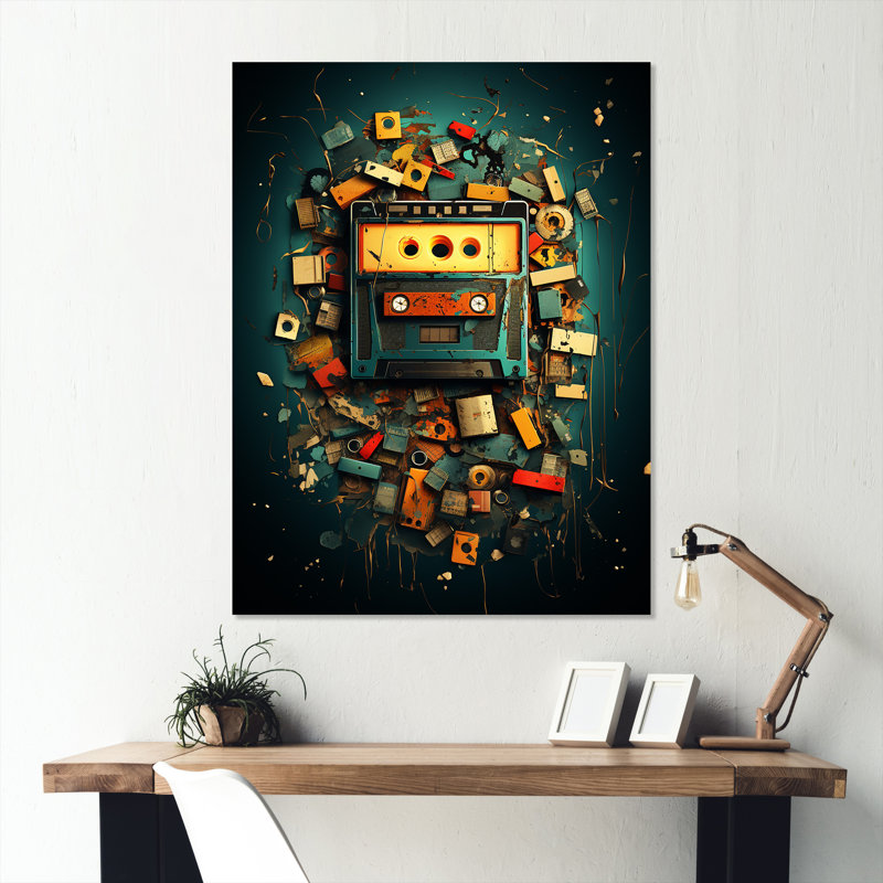 Cassette Monster Popart II - Cassette, art mural en métal, H 20 po x l 12 po x P 1 po