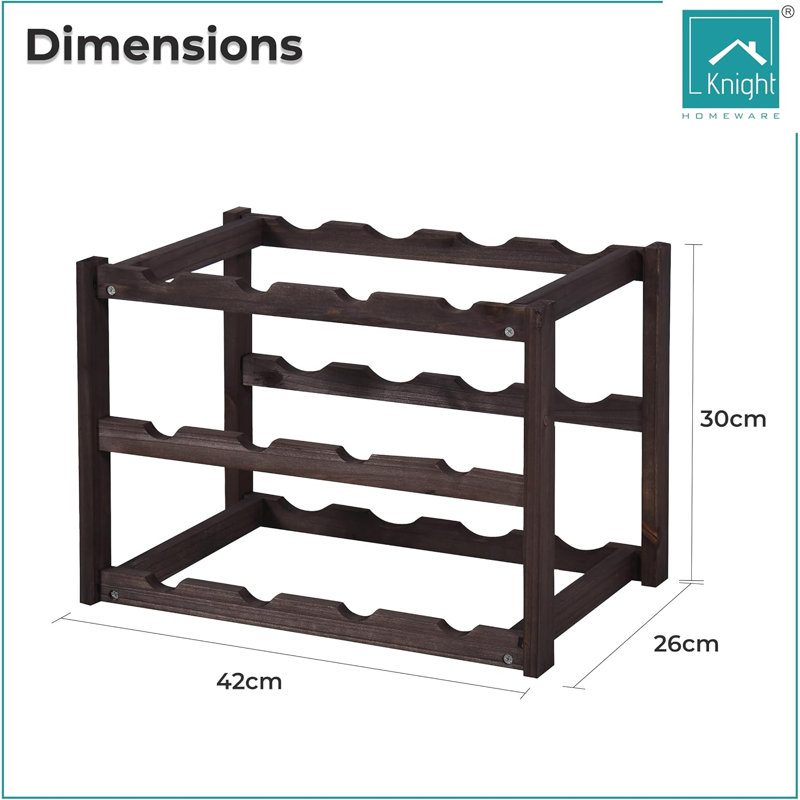 MantraRaj 3 Tier Stylish Wooden Wine Rack Holder Free Standing Wine Bottles Can Fit Up To 12 Bottle, Brown
