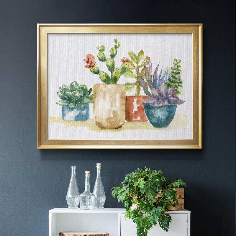 Summer Succulents I - peinture encadrée, H 18,5 po x l 24,5 po x P 1,5 po, Toile avec cadre doré