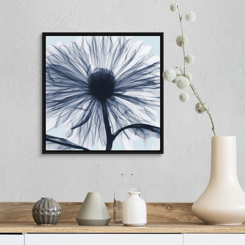 «Chrysanthemum Blues» par Albert Koetsier - reproduction d'art sur toile, Cadre noir, H 18 po x l 18 po x P 1,75 po