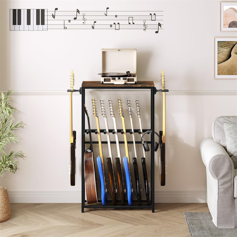 Metal，Manufactured Wood 118cm H Dowel Rack, Black/Brown, 118cm H x 62cm W x 30cm D