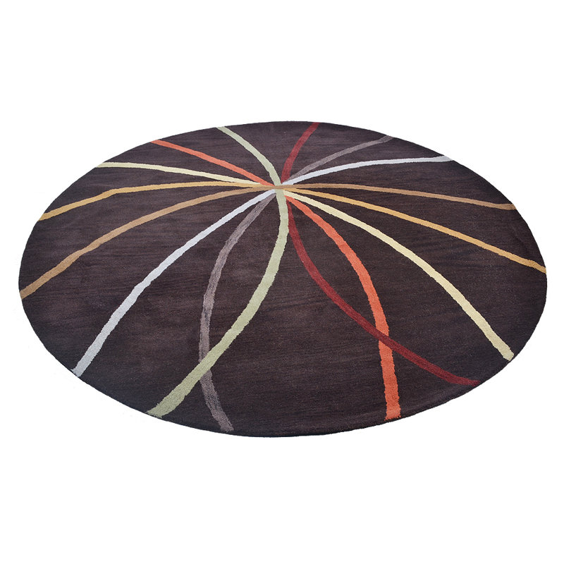 Chever Hand Tufted Wool Eco-Friendly Area Rugs - Round, Brown Color, Contemporary Modern Design, High Pile Thick Handmade Anti Skid Area Rugs for Living Room, Bed Room