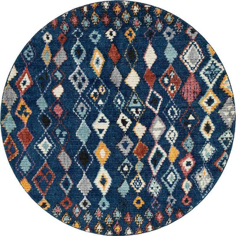 Victorville Abstract Indoor Rug, Round 7'