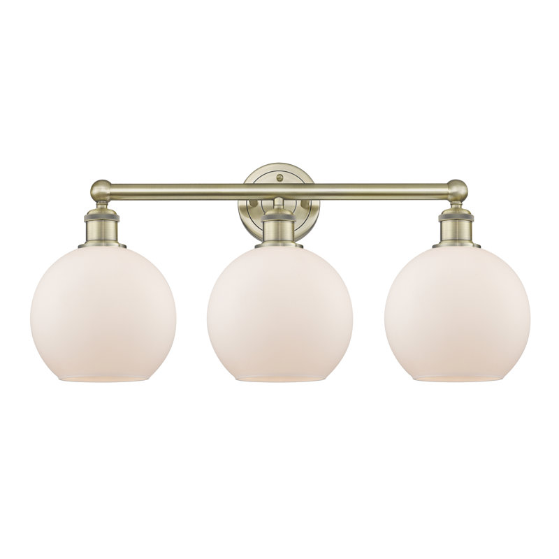 Éclairage pour meuble-lavabo à 3 lumières à intensité variable Ellington, Blanc mat, Laiton antique