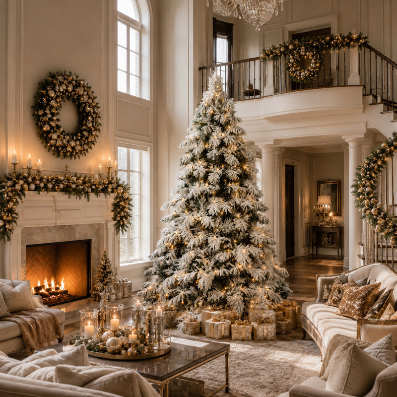 Arbre de Noël enneigé illuminé de 6 pi, DEL blanc chaud, branches articulées, embouts en PVC réalistes, 6 pi