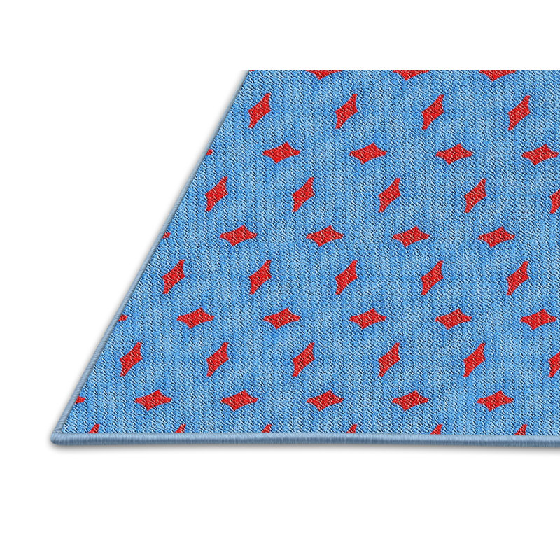 Tapis abstrait bleu / rouge, Rectangle 3 pi x 5 pi