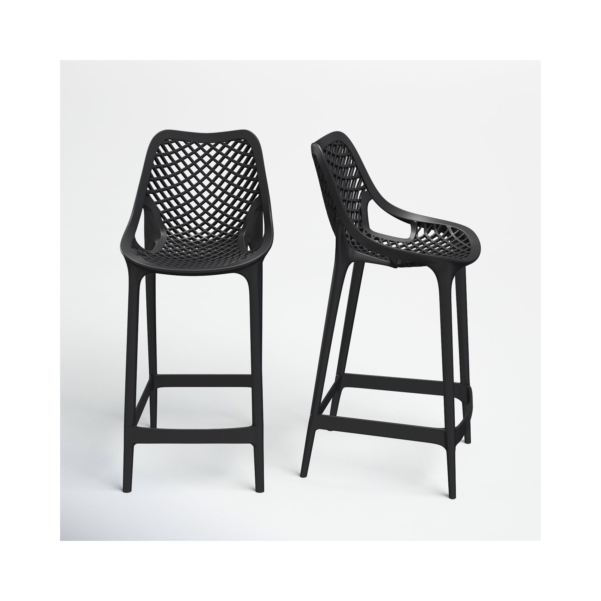 Farrah Patio Bar Stool, Black, 25.6"